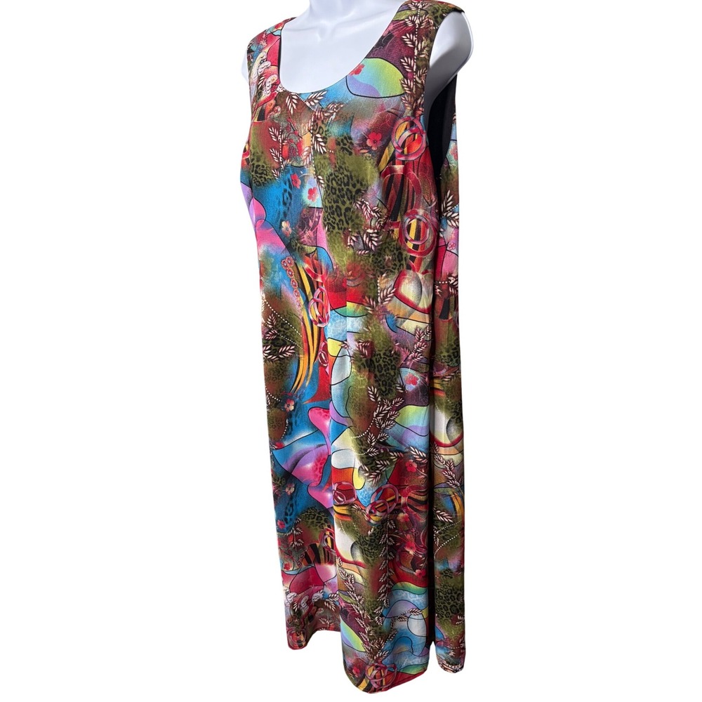 SERENGETI Womens Multicolor Maxi Dress Sz M Boho-Chic Art to Wear Lagenlook Chic - Picture 2 of 12